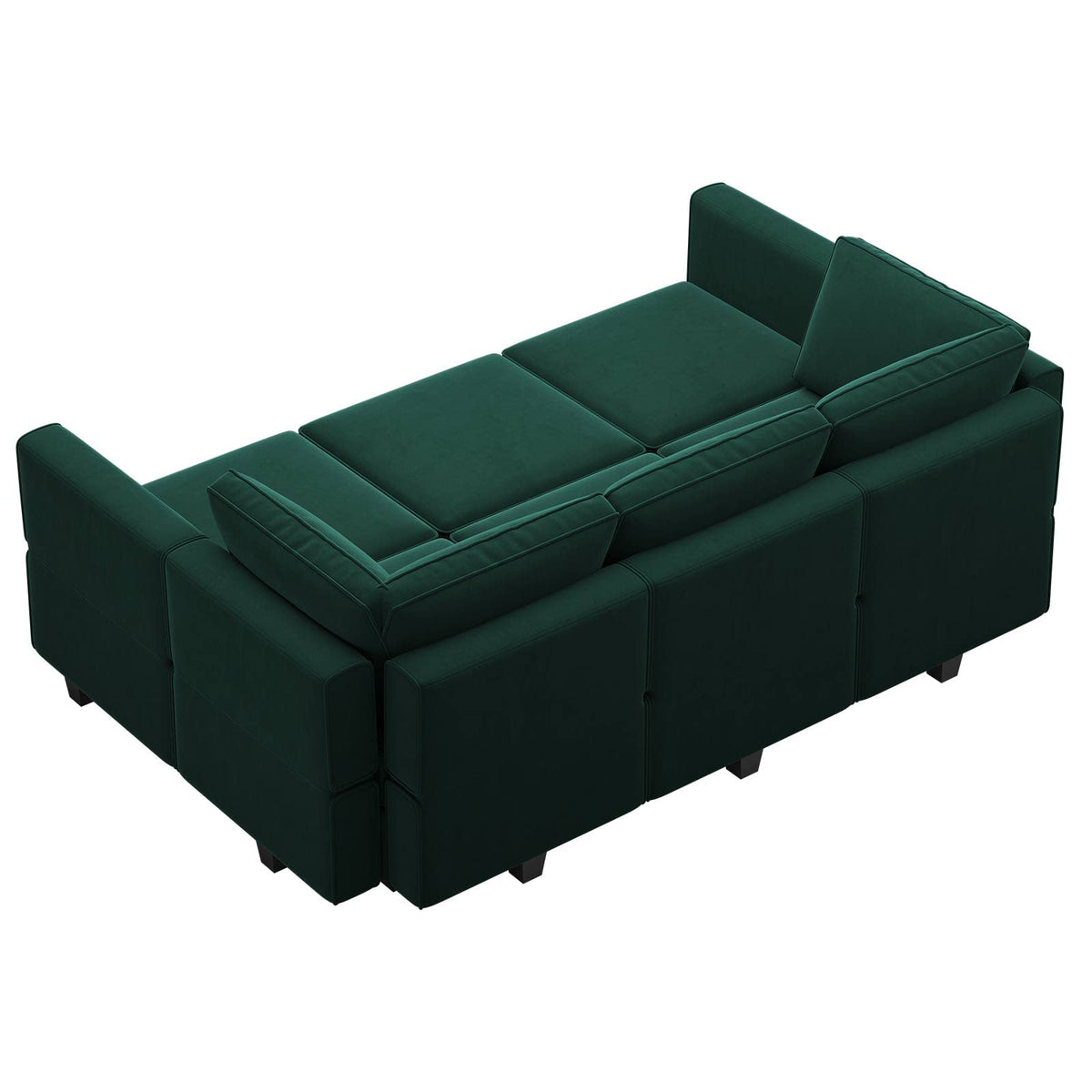 Belffin Modular Velvet Sectional Sofa with Chaise Lounge Sectional Sleeper Sofa with Storage Chaise Bed Couch for Living Room Green