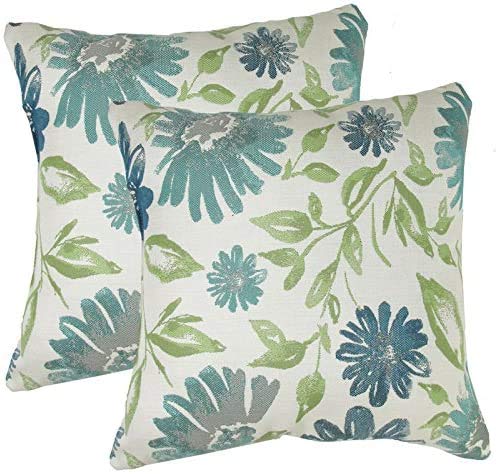 Made in USA Sunbrella Violetta Baltic Outdoor 20X20 Throw Accent Pillow (2-Pack)