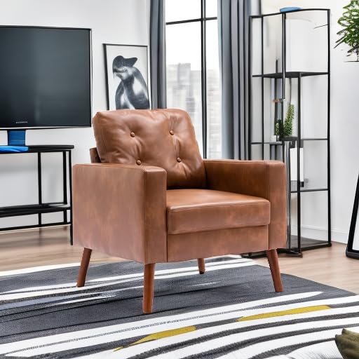Tufted Faux Leather Accent Chair