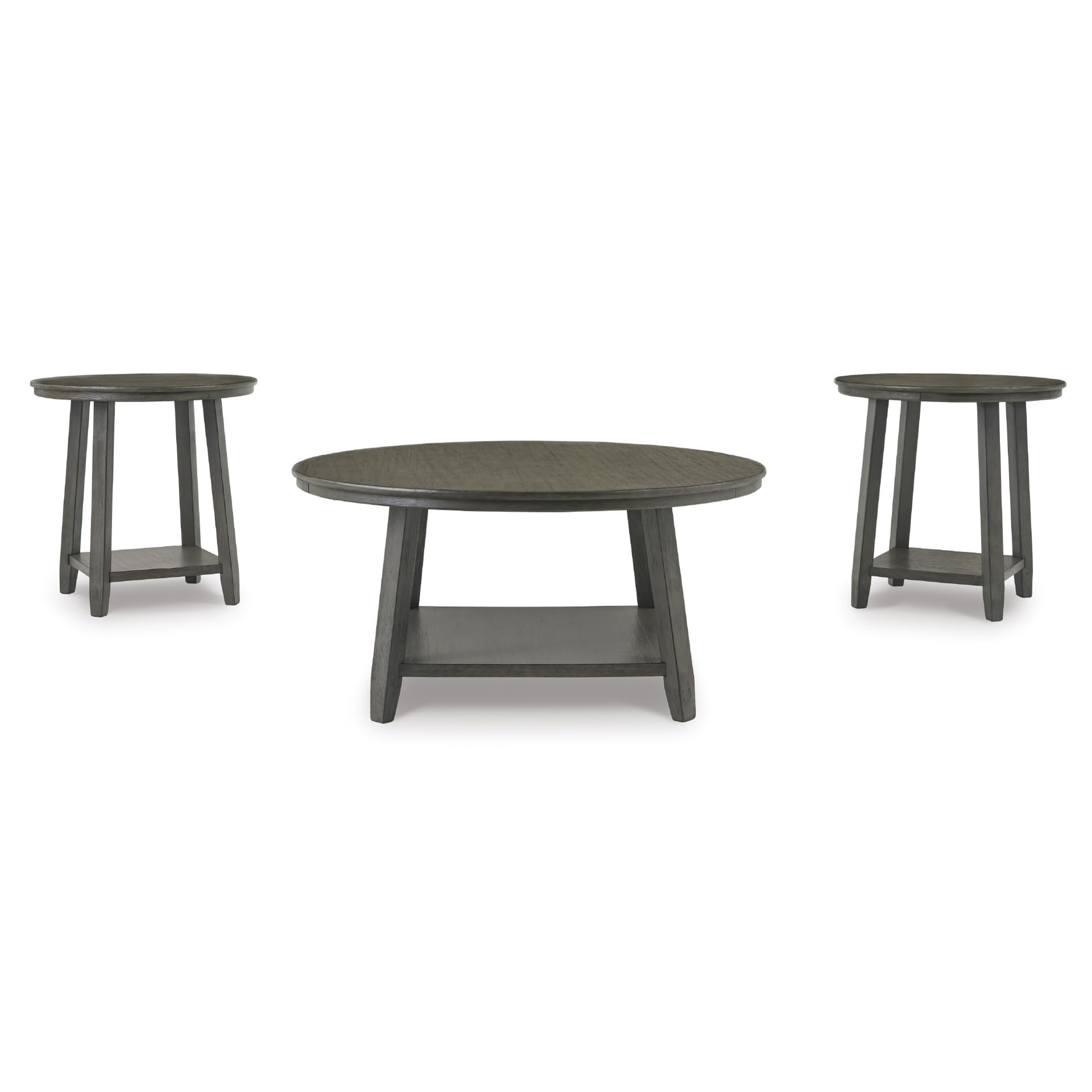 Signature Design by Ashley Caitbrook Neutral 3 Piece Table Set with Coffee & 2 End Tables, Grayish Brown