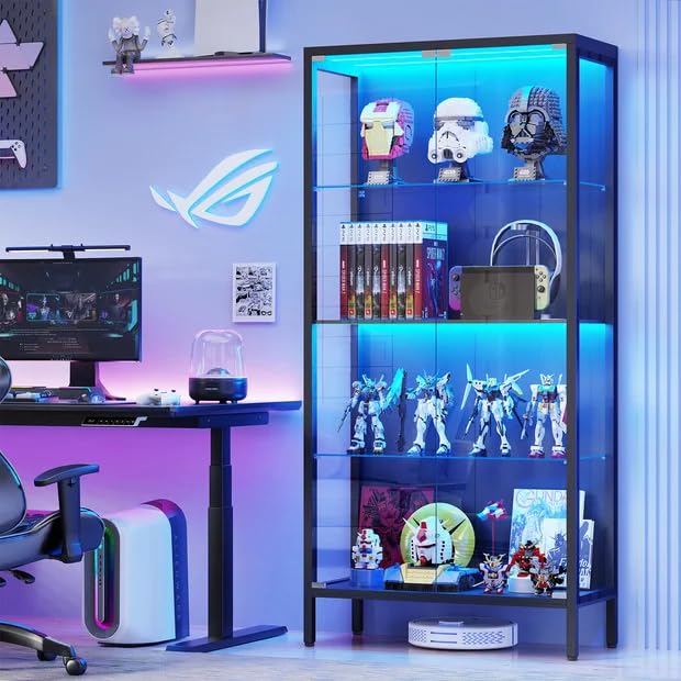 Glass Display Cabinet with LED Lights & Motion Sensor