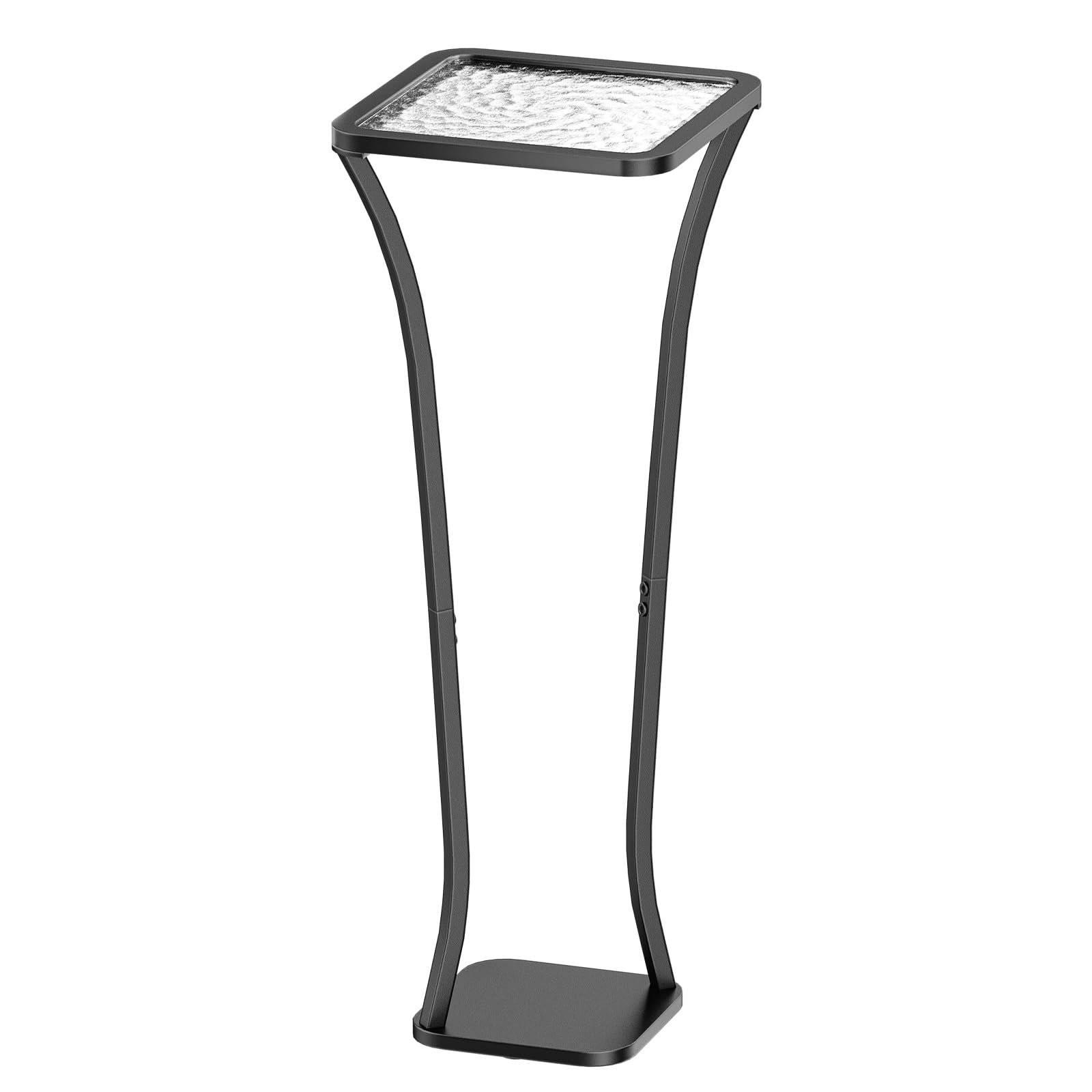 Square Glass Top Side Table with Iron Pedestal Base
