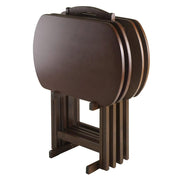 5-Piece Folding TV Tray Table Set with Storage Stand – Antique Walnut
