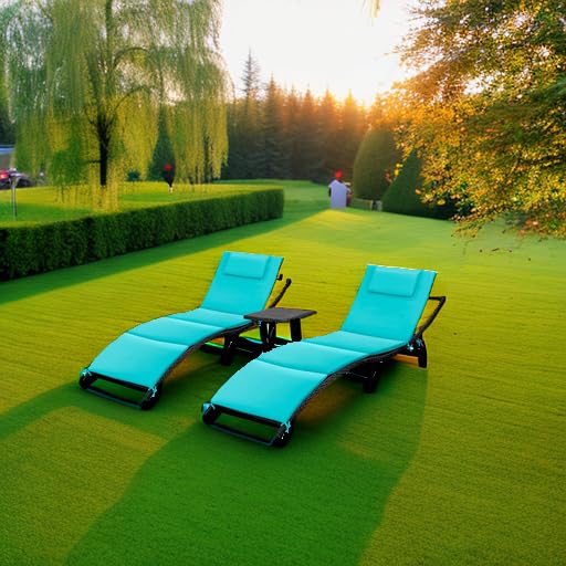 Outdoor Reclining Chaise Lounge Set with Side Table