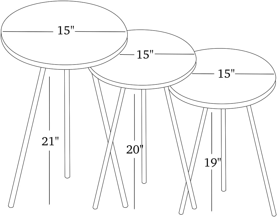 Round Nesting Tables Set of 3 – White Marble & Silver
