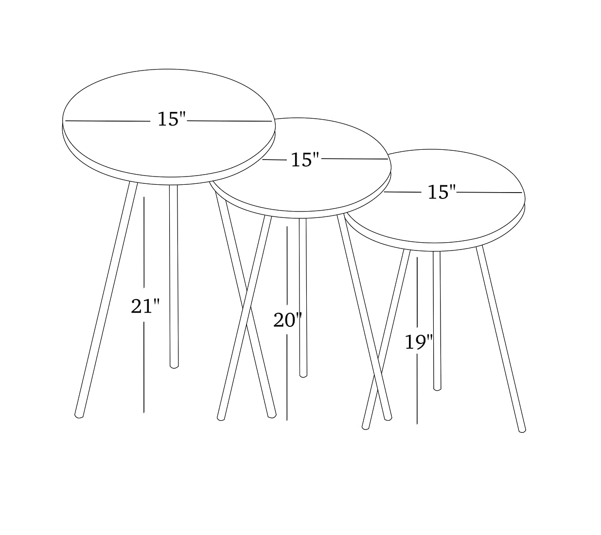 Round Nesting Tables Set of 3 – White Marble & Silver