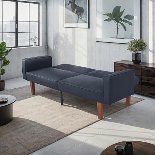 Topcomfy Convertible Futon Sofa Bed, Tufted Upholstered Loveseat Couch
