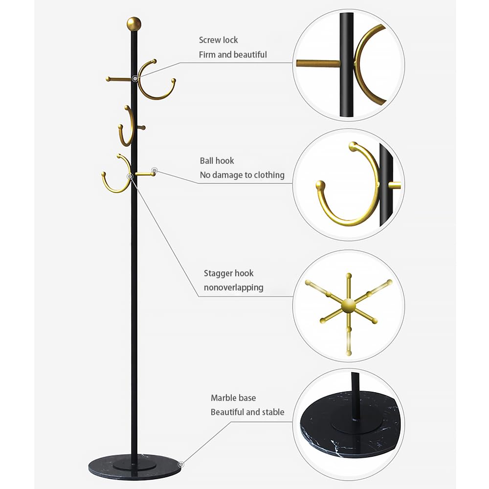 Metal Coat Rack with Marble Base