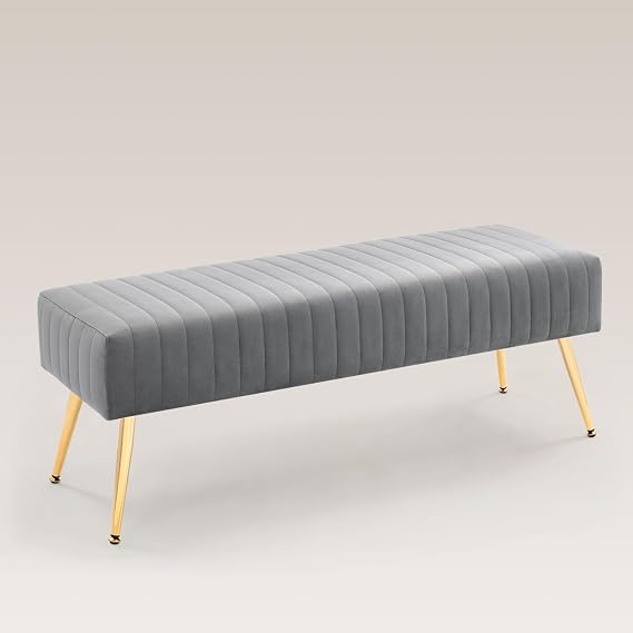 Black Velvet Bench with Gold Legs