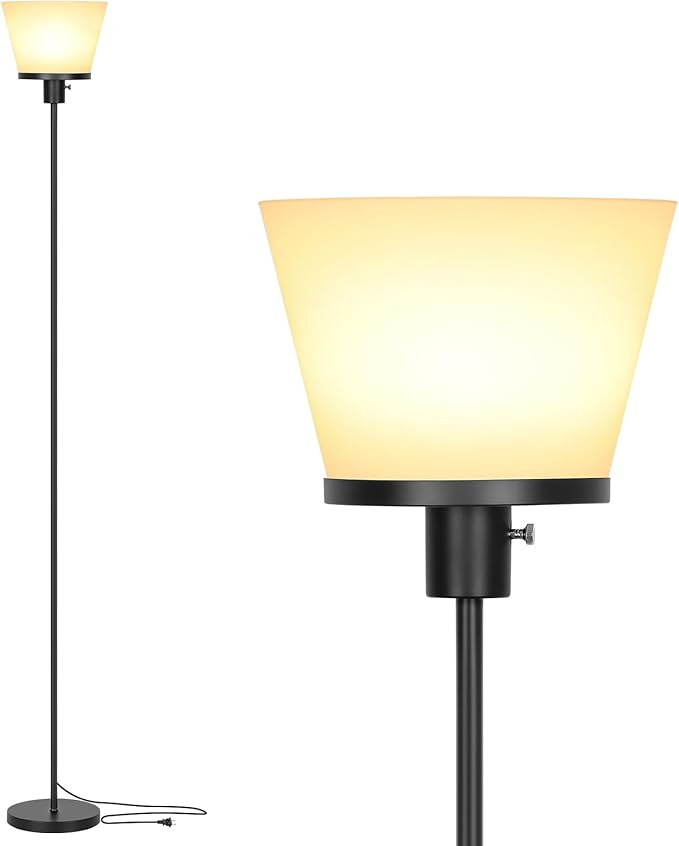 Modern Floor Lamp with Resin Shade – E26 Base, Indoor Standing Lamp
