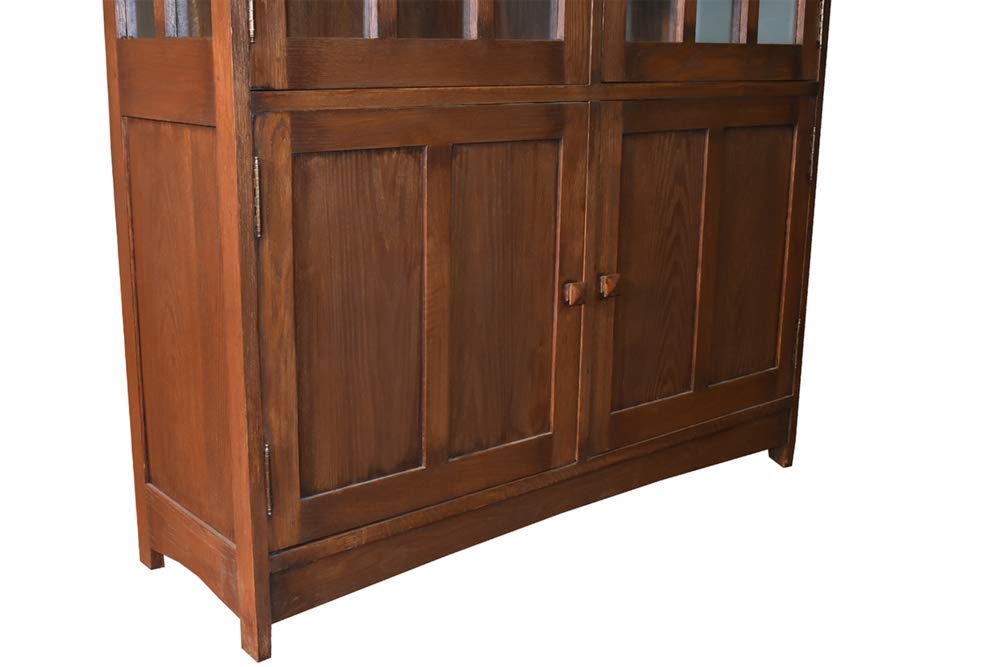 Crafters and Weavers Arts and Crafts Mission Solid Oak China Cabinet