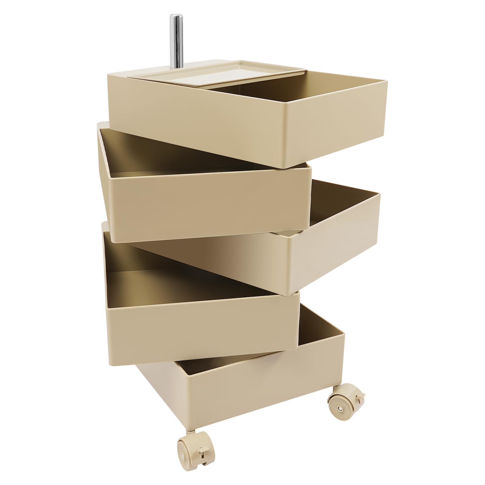 5-Tier Rolling Storage Cabinet with 360° Rotating Drawers