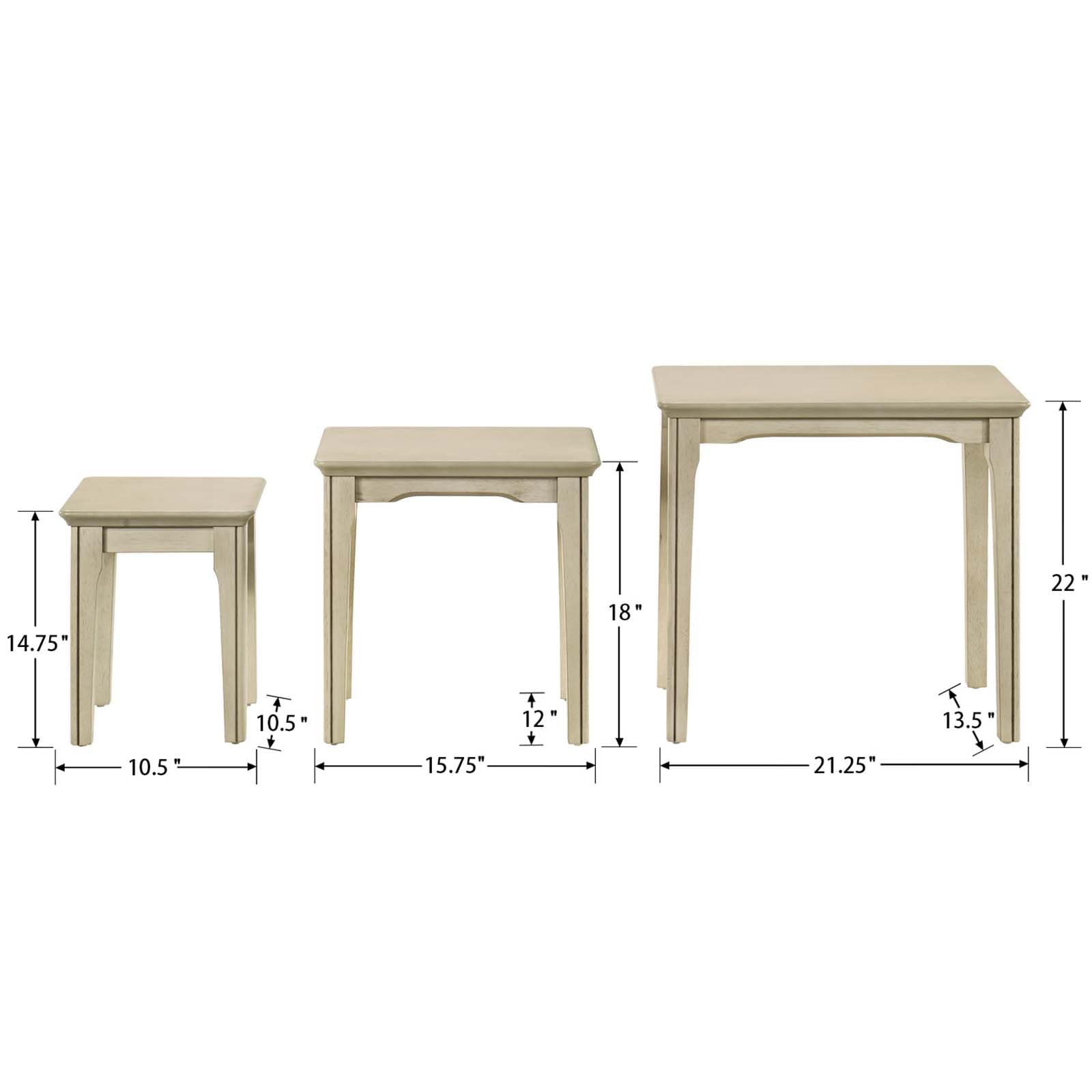 Solid Wood Nesting Side Tables, Set of 3