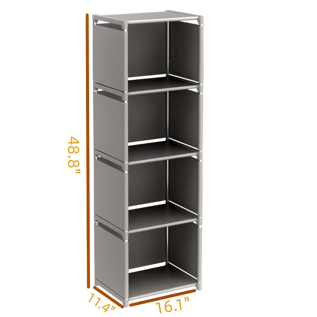 RIIPOO Storage Cubes Organizer Shelves, 4 Cube Bookcase Bookshelf for Bedroom Closet Small Spaces, Cube Storage Organizer Shelf for Kids Clothes Nursery