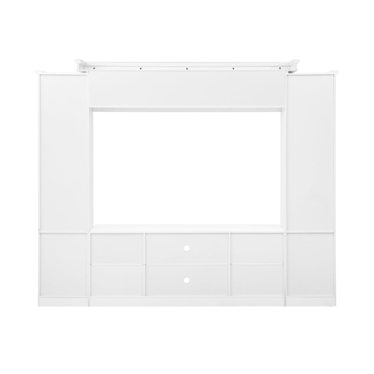 Virubi 4-Piece Entertainment Center with Bookshelf for 65" TVs, White