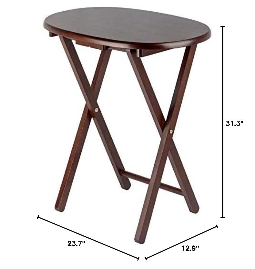 5-Piece Solid Wood Oval Snack Table Set with Storage Stand – Cappuccino