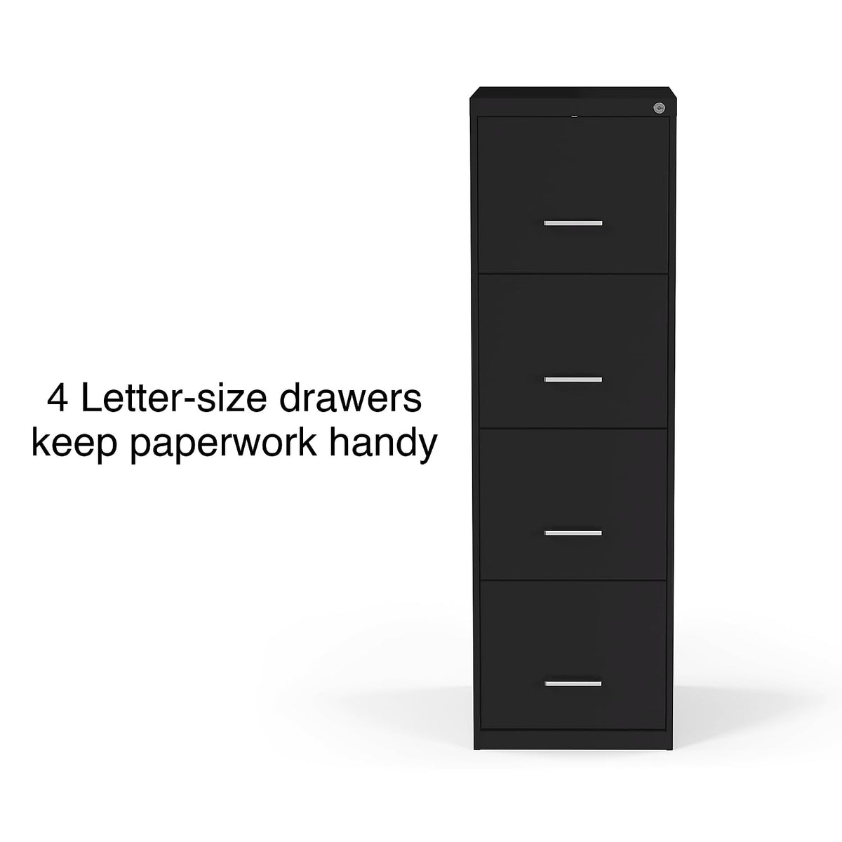 Staples 4-Drawer Vertical File Cabinet, Letter/Legal, Lockable, Black