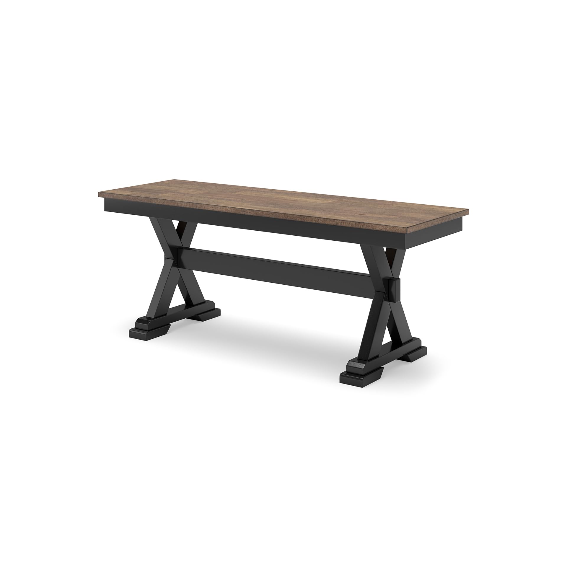 Farmhouse Dining Bench – Dark Brown & Black