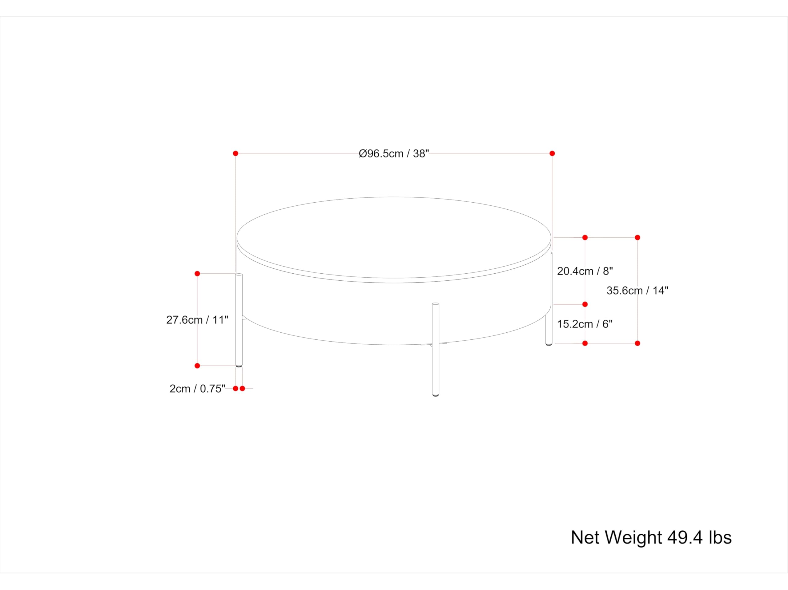 Round Drum Coffee Table – Solid Mango Wood with Black Metal Legs