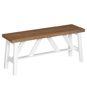 Bamboo Dining Bench 39.4" | Farmhouse Style | Walnut & White