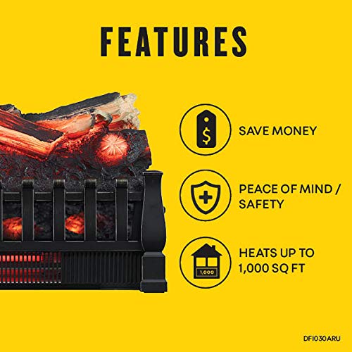 duraflame Electric Log Set 1,000 Sq Ft Heater, Faux Logs Insert with Infrared Flames for Existing Fireplaces, Remote Control Included