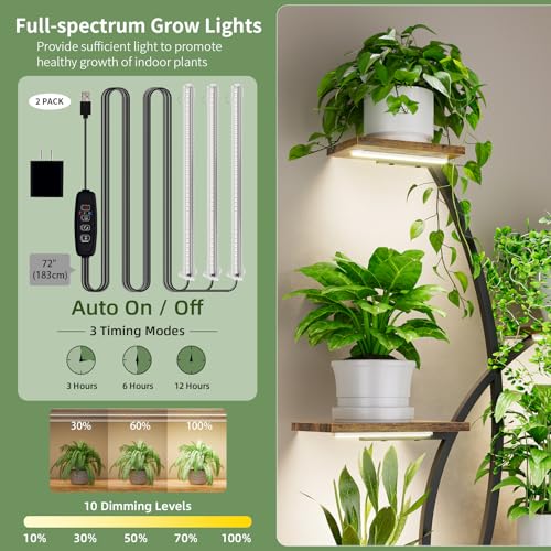 8-Tier Indoor Plant Stand with Grow Lights, 2-Pack