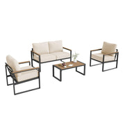 4-Piece Patio Conversation Set with Thick Cushions & Coffee Table