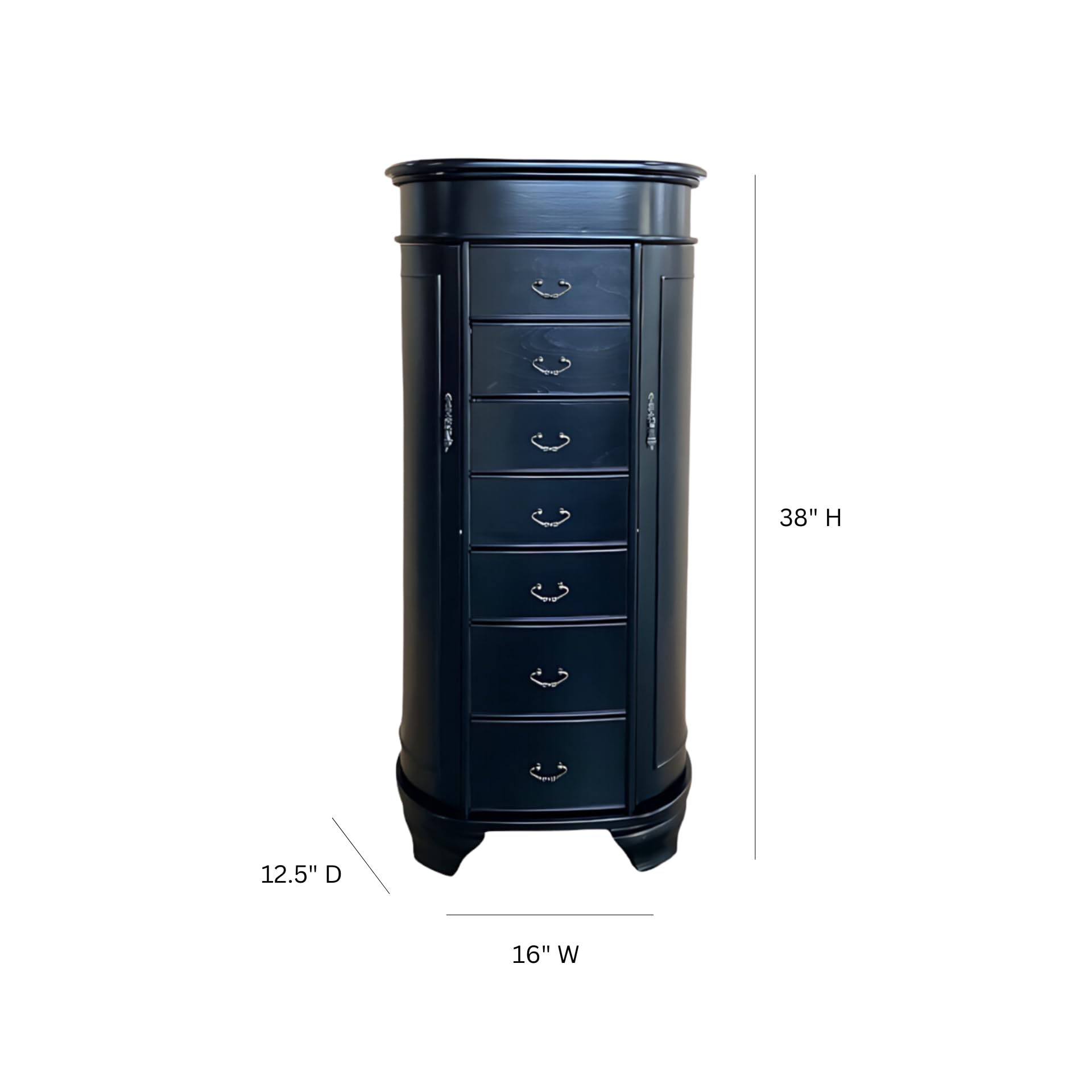 Oval Jewelry Armoire with Mirror & 7 Drawers
