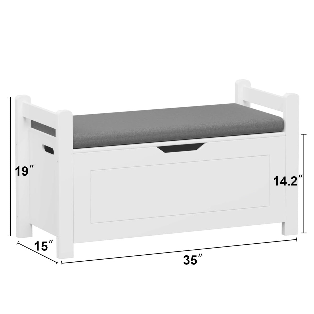 White Cushioned Storage Bench
