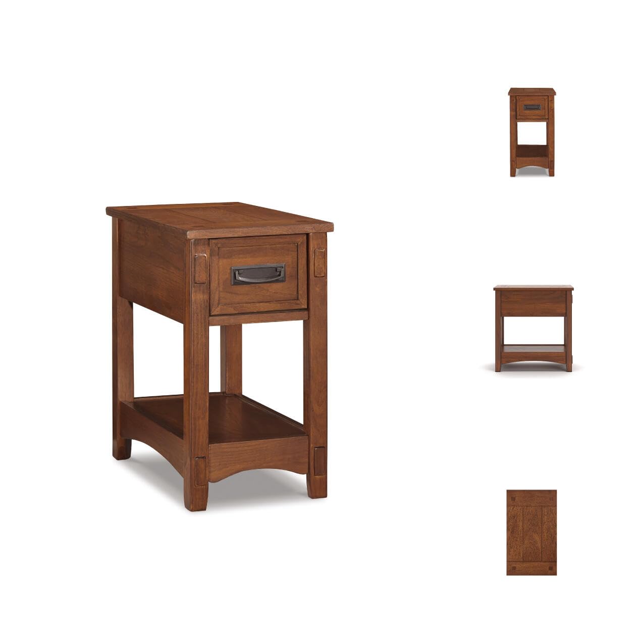 Signature Design by Ashley Breegin End Table With Drawer and Shelf, Mission-Style, Veneers and Wood Construction for Living Rooms and Bedrooms, 13' x 22'