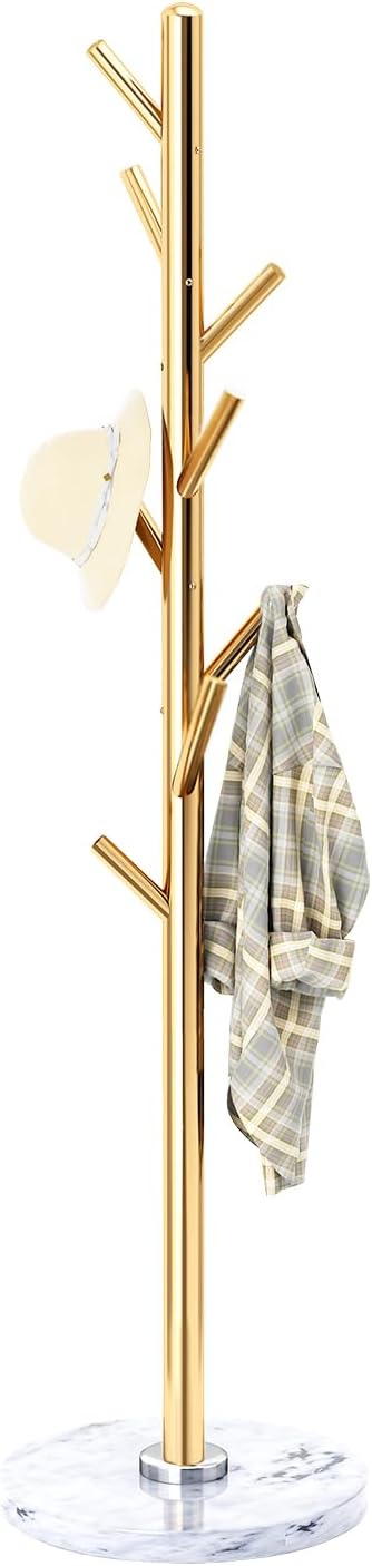 Adjustable Wood Coat Rack with 14 Hooks
