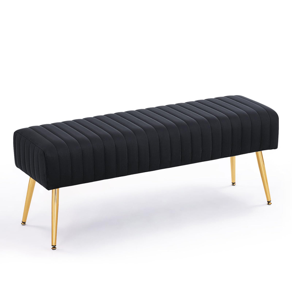 Black Velvet Bench with Gold Legs
