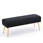 Black Velvet Bench with Gold Legs