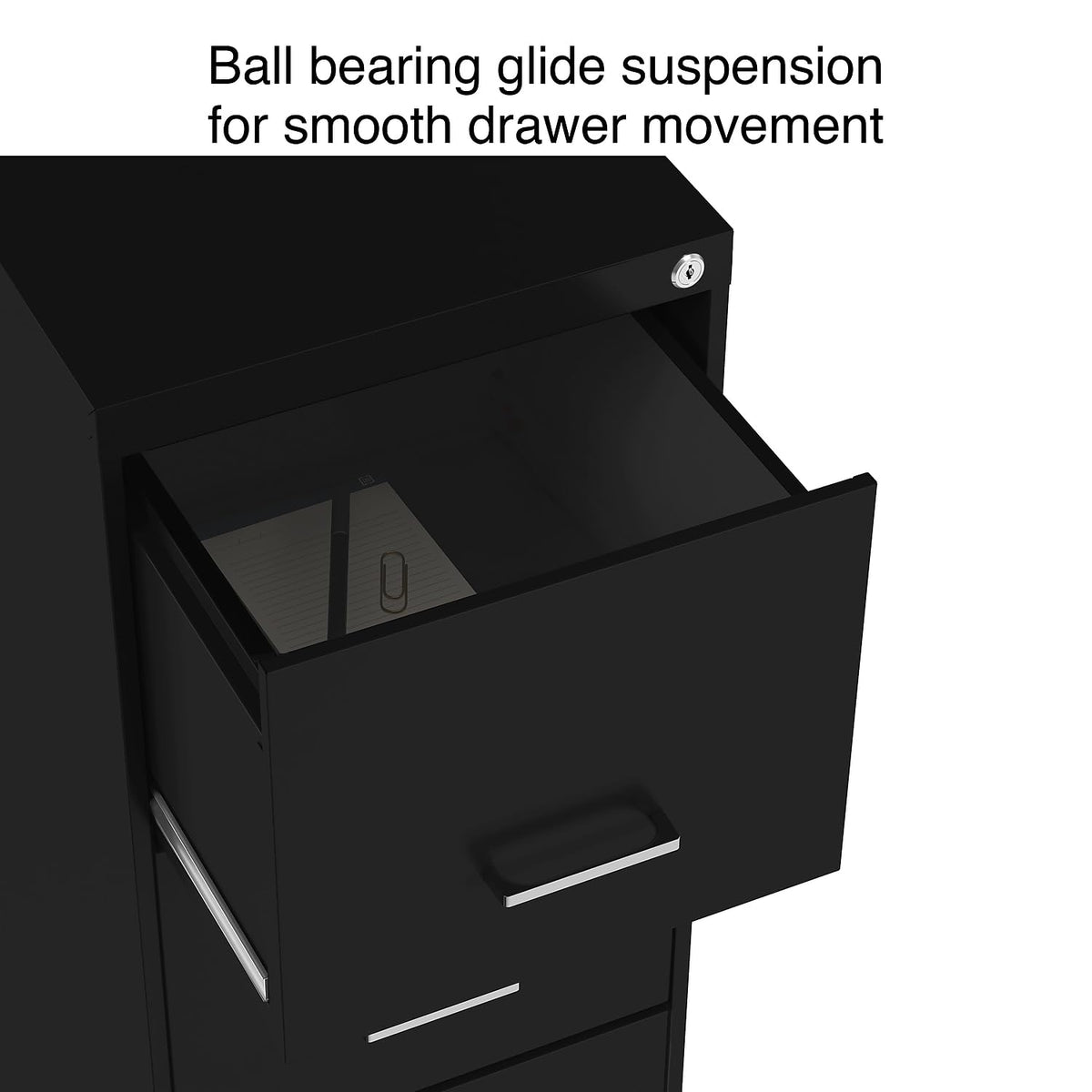 Staples 4-Drawer Vertical File Cabinet, Letter/Legal, Lockable, Black