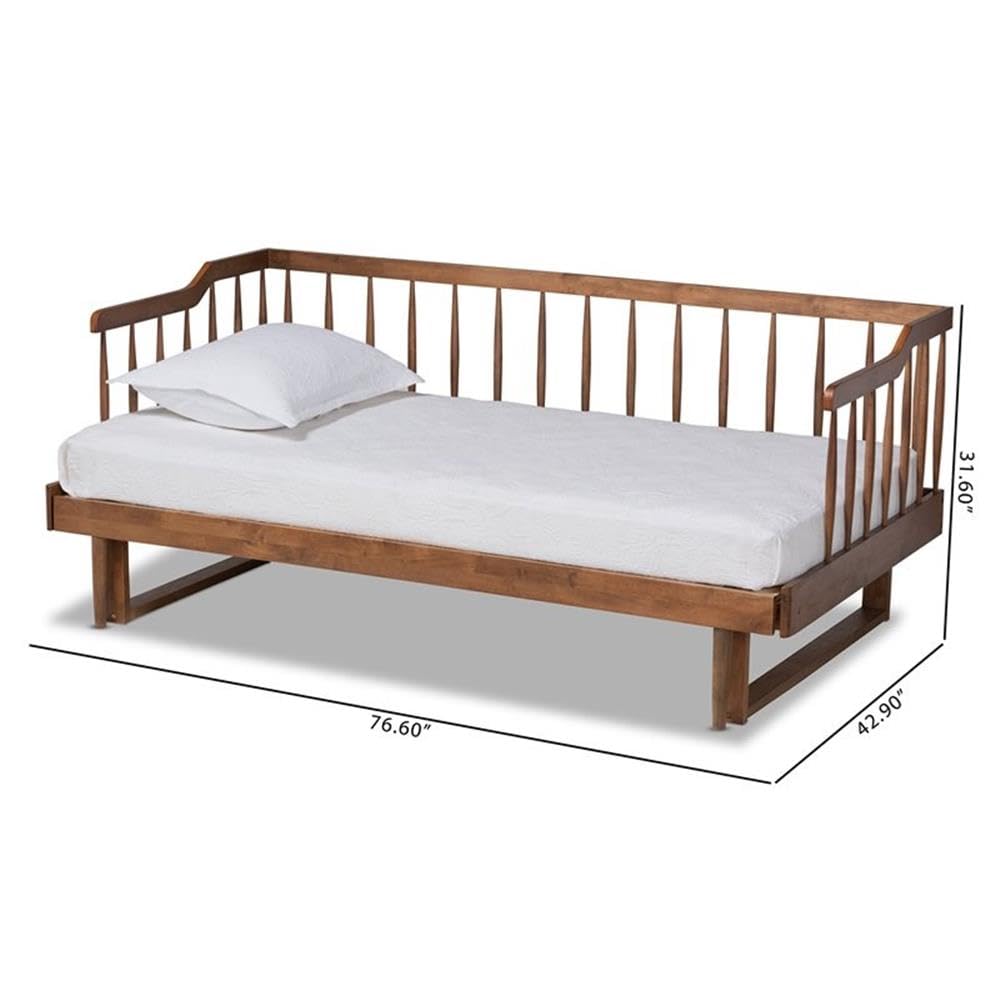 Baxton Studio Muriel Walnut Wood Expandable Twin to King Size Spindle Daybed