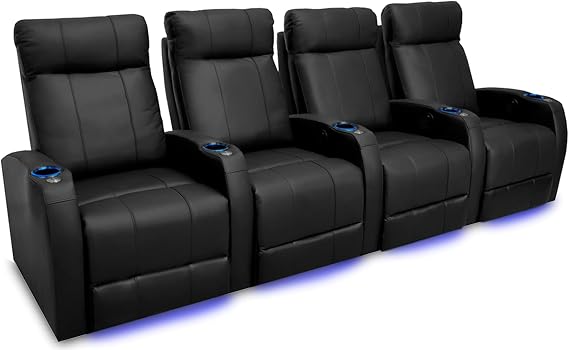 Syracuse Home Theater Seating – Top Grain Leather Power Recliner with LED