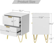 Anbuy Bedroom Sets White Sets 3 Piece, Night Stand Sets and 6 Drawer Dresser for Bedroom, Two Drawers Nightstand Set of 2 & 6 Drawer Dresser Combo 3 Pieces (White)
