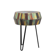Reclaimed Wood Drum Side Table