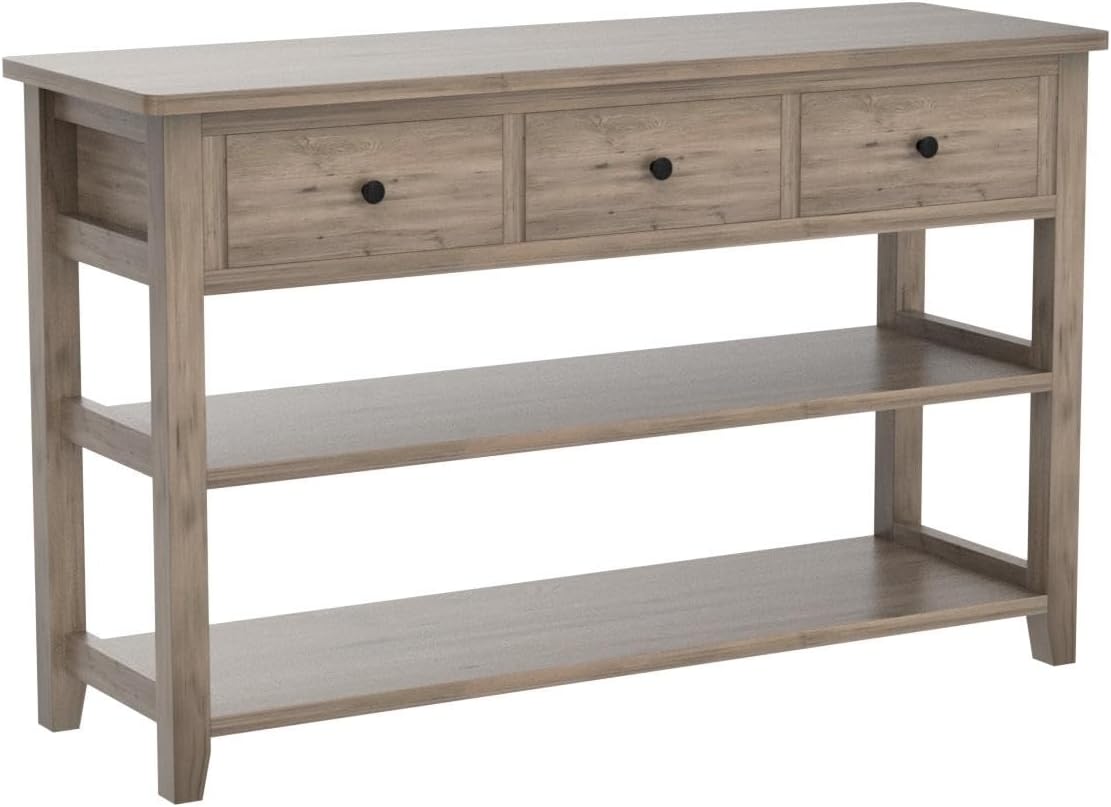 Console Table with 3 Drawers & 2-Tier Shelves