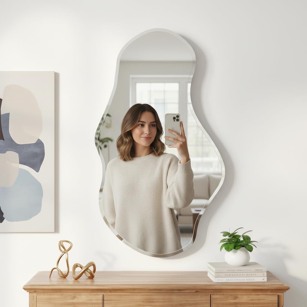 Frameless Irregular Wavy Wall Mirror