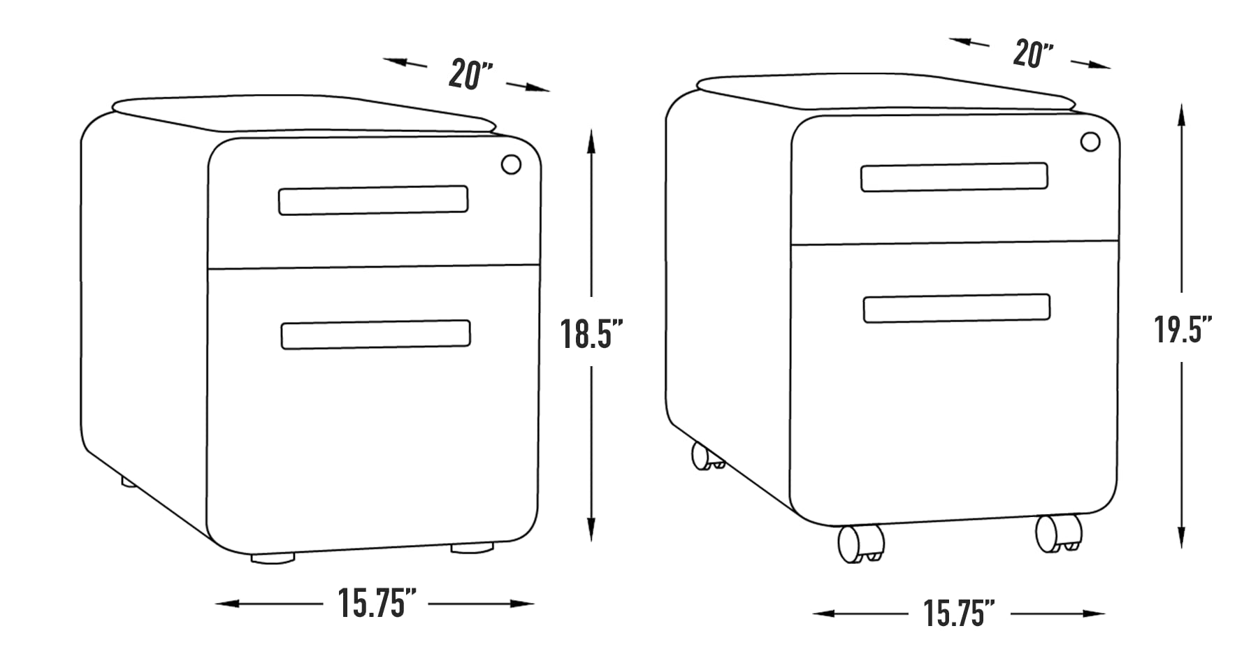 2-Drawer Seated Mobile File Cabinet with Cushion