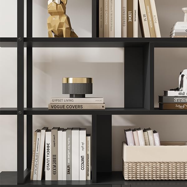 5-Tier Industrial Bookshelf with Metal Frame, 71" Tall