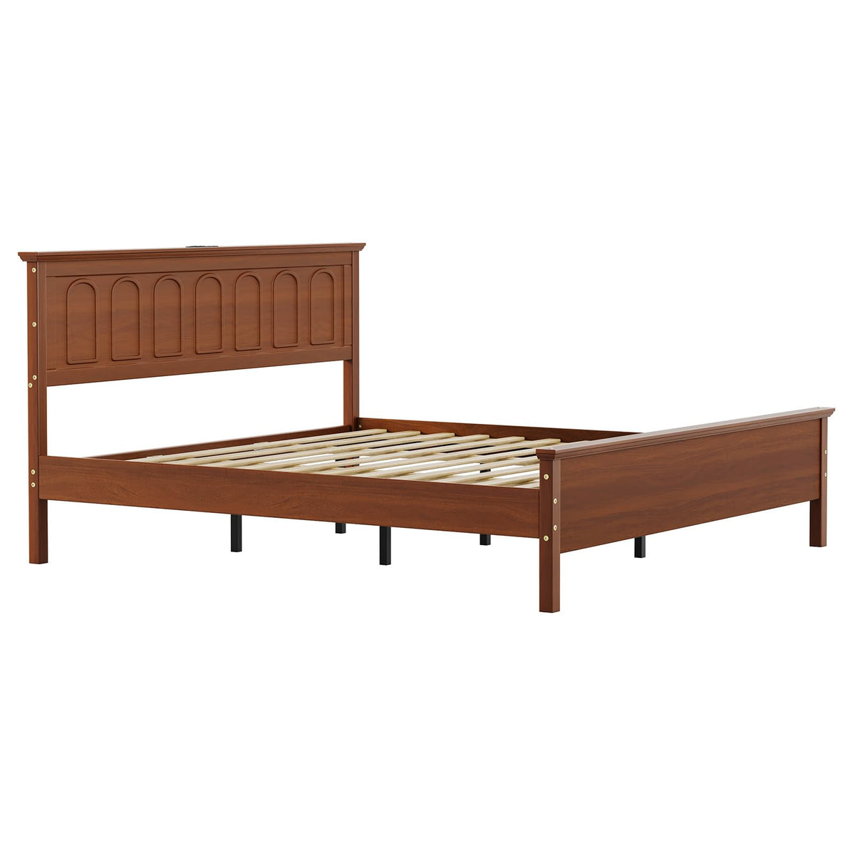 Queen Wood LED Platform Bed