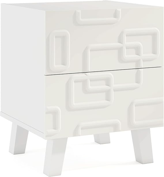 Modern Nightstand with 3D Geometric Drawers