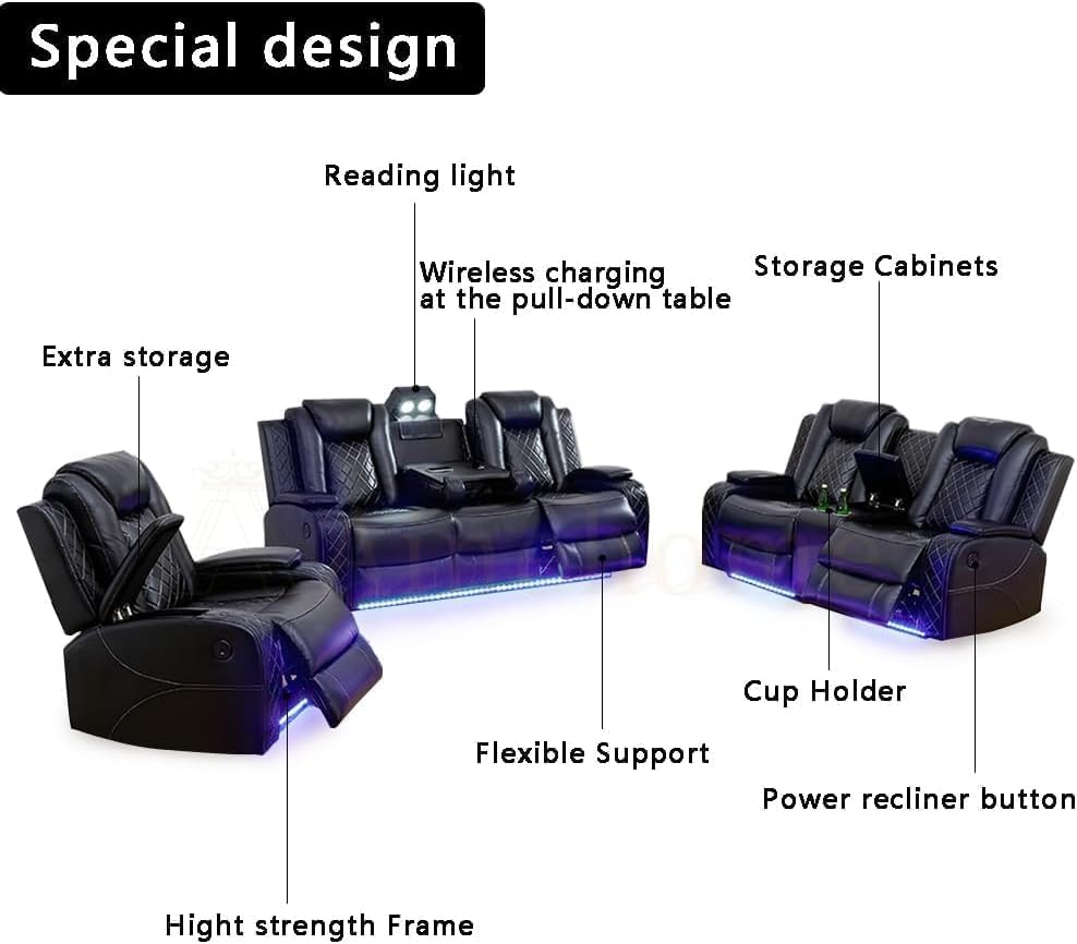 3-Piece Power Reclining Sofa Set