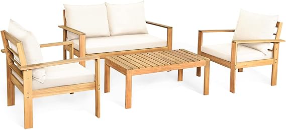 4-Piece Acacia Wood Patio Conversation Set