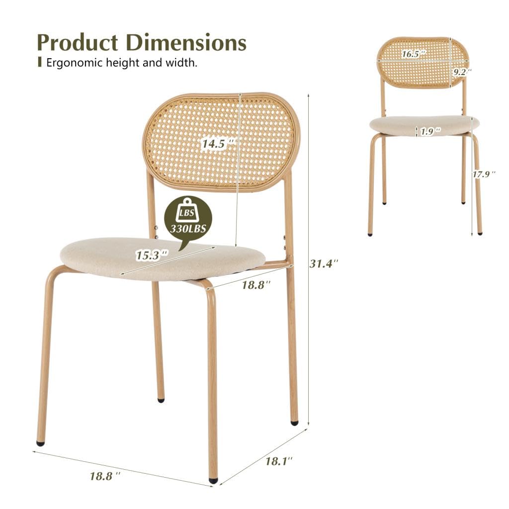 Rattan Dining Chairs, Set of 4