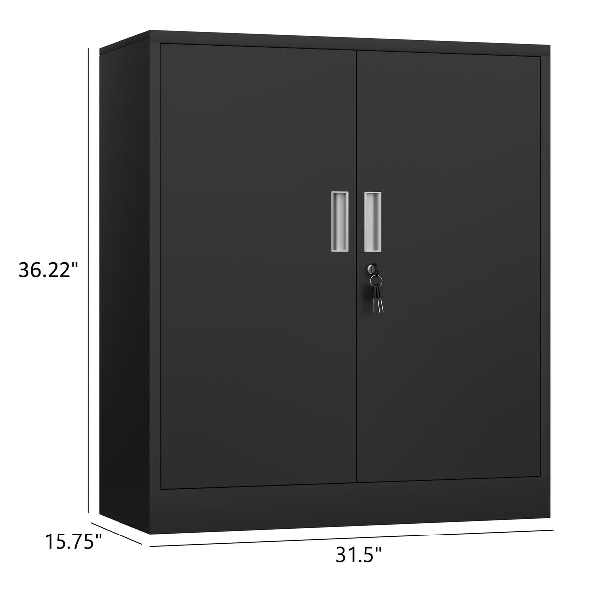 iJINGUR Metal Storage Cabinet with Locking Doors, 36.22" H, Black