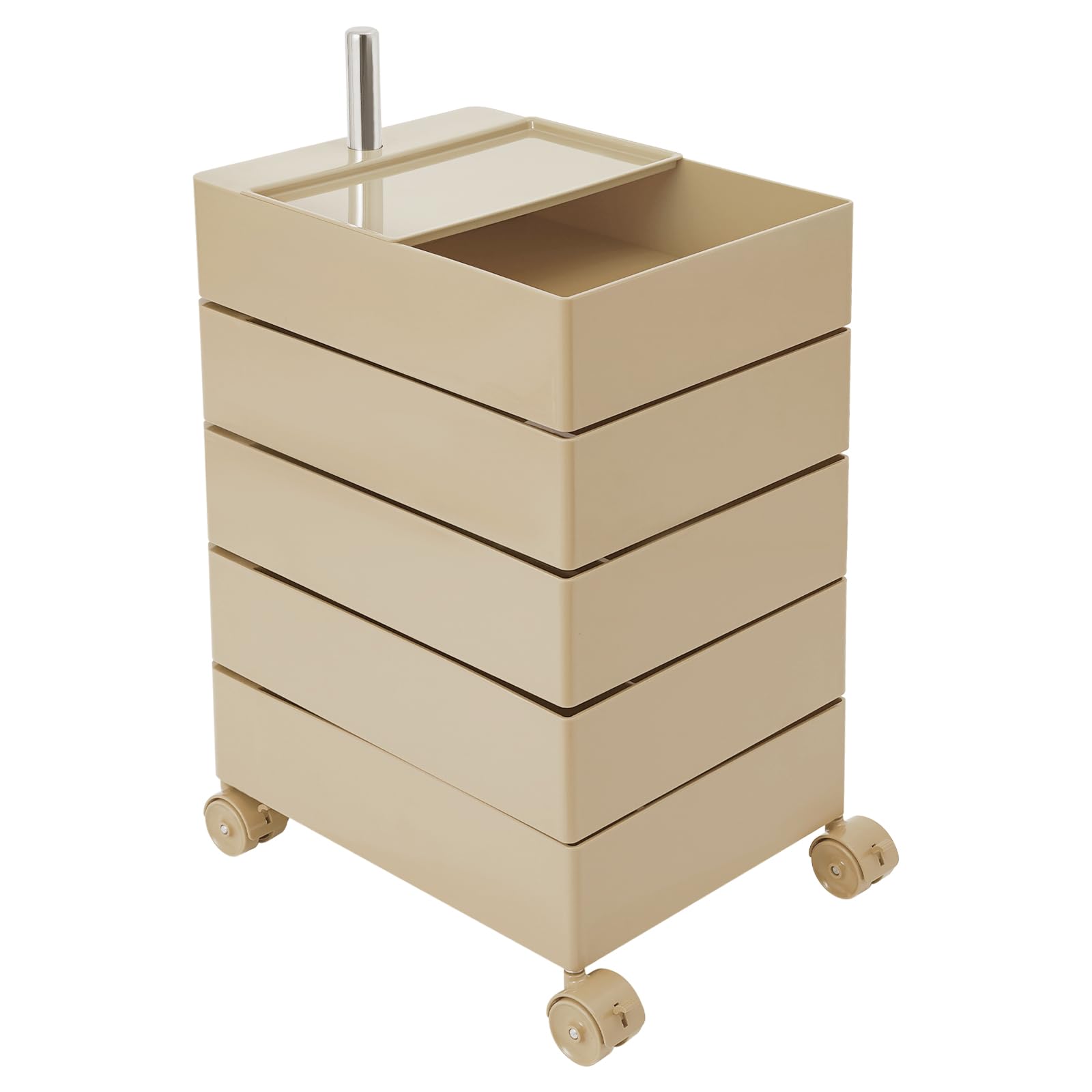 5-Tier Rolling Storage Cabinet with 360° Rotating Drawers