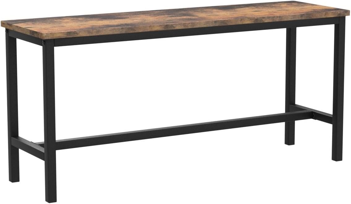 Dining Bench Set of 2 – Industrial Style, Rustic Brown & Black